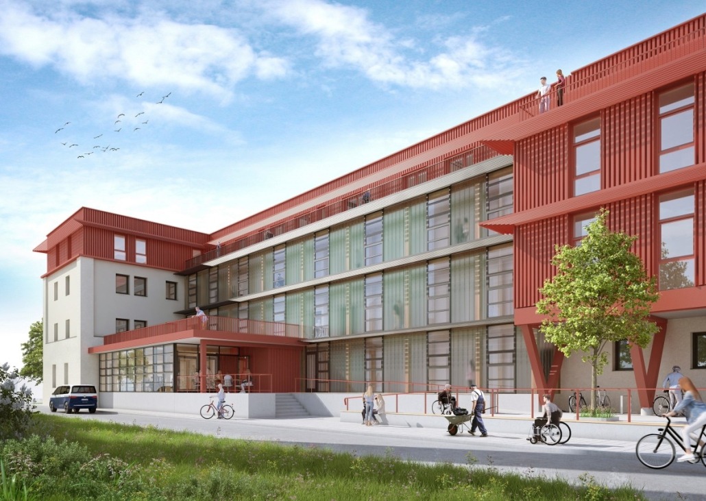 Eine Visualisierung zeigt, wie die neue Betriebsstätte der Stralsunder Werkstätten in der Ziegelstraße 11 einmal aussehen soll.
