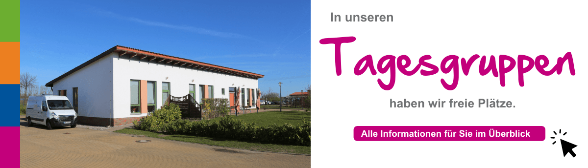 freie_Plätze_in_Tagesgruppen Neben dem Bild des Gebäudes der Tagesgruppen der Stralsunder Werkstätten befindet sich die Information, dass es freie Plätze in den Tagesgruppen gibt.
